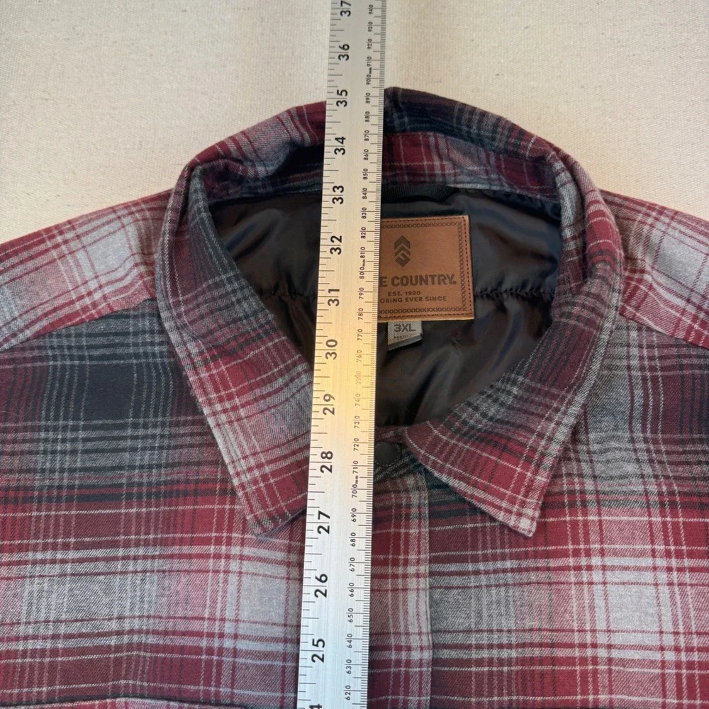 Free Country 3XL Shirt Jacket Mens Red Black Plaid Quilted Lined Snap Shacket